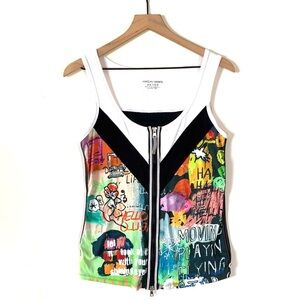 Marc Cain Sports zip front sleeveless tank, Sz 12